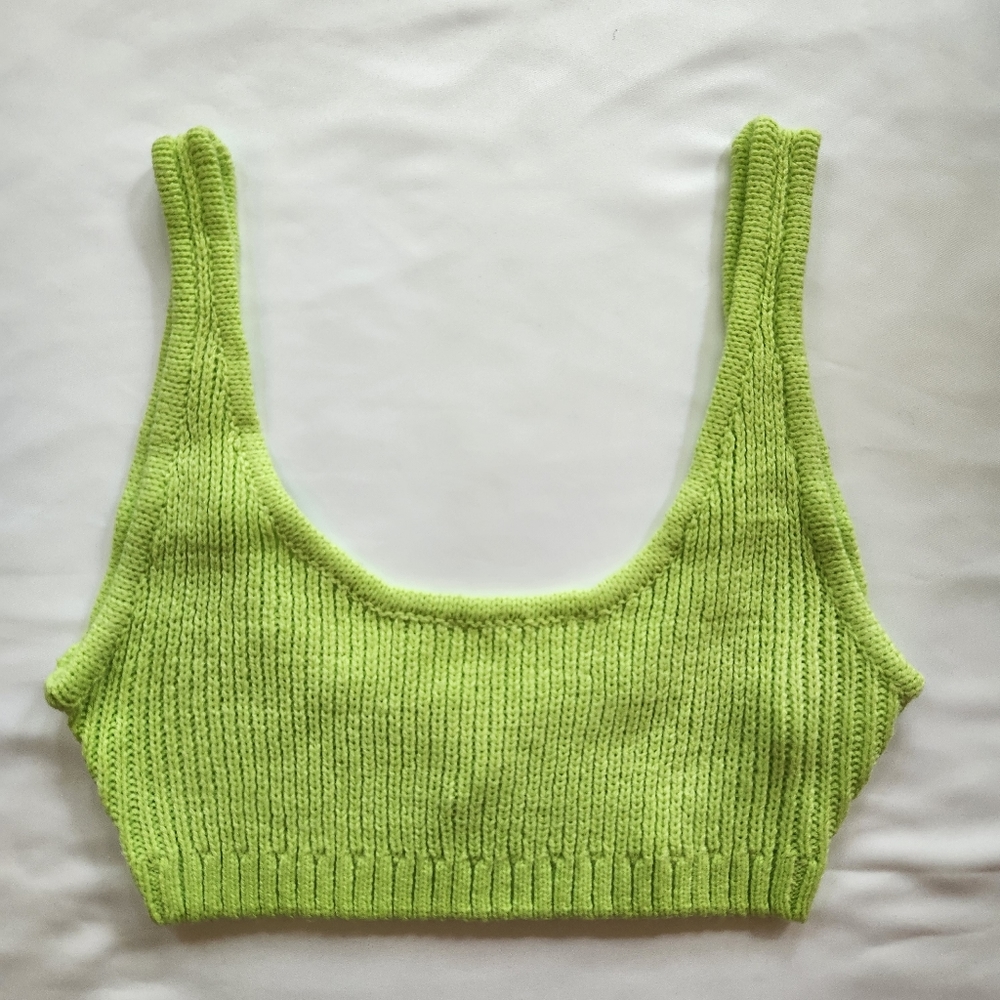 WeWoreWhat, Neon Green, knit bralette, size small.